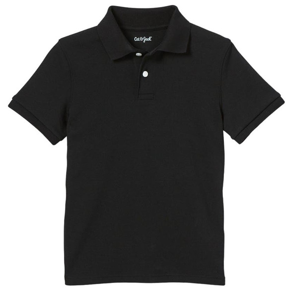 Boys' Short Sleeve Interlock Polo Shirt - Cat & Jack, Black, Small (6/7) - Picture 1 of 5
